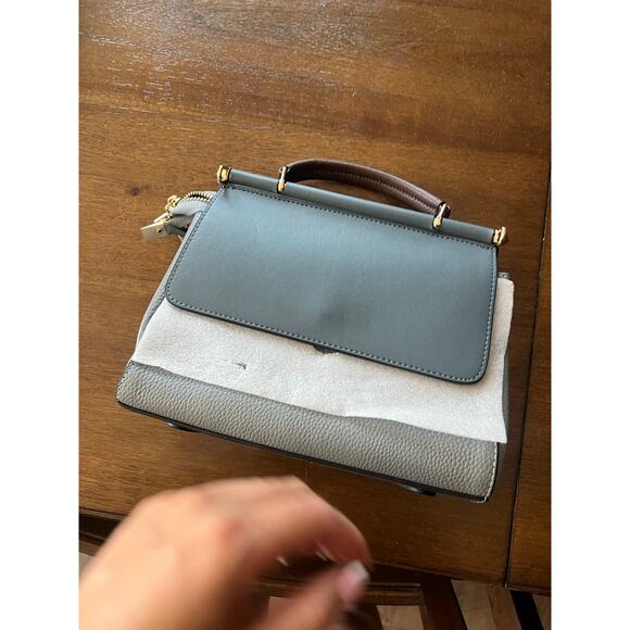 Genuine Leather Blue Purse Envelope Clutch Adjustable Straps - Picture 7 of 10